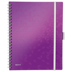 LEITZ Cahier spiralé WOW BEMOBILE 21x29,7cm, 160 pages lignées. Couverture souple polypro. Coloris Violet