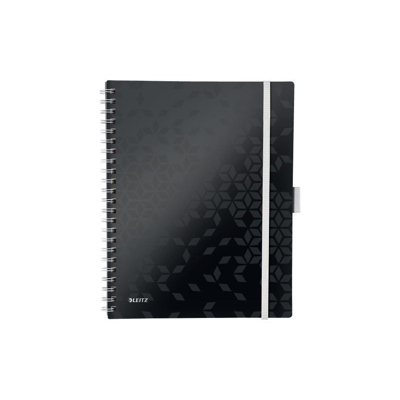 LEITZ Cahier spiralé WOW BEMOBILE 21x29,7cm, 160 pages lignées. Couverture souple polypro. Coloris Noir