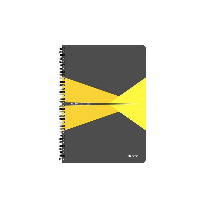 LEITZ Cahier OFFICE 21x29,7cm 180 pages 5x5. Couverture carte pelliculée Gris et Jaune