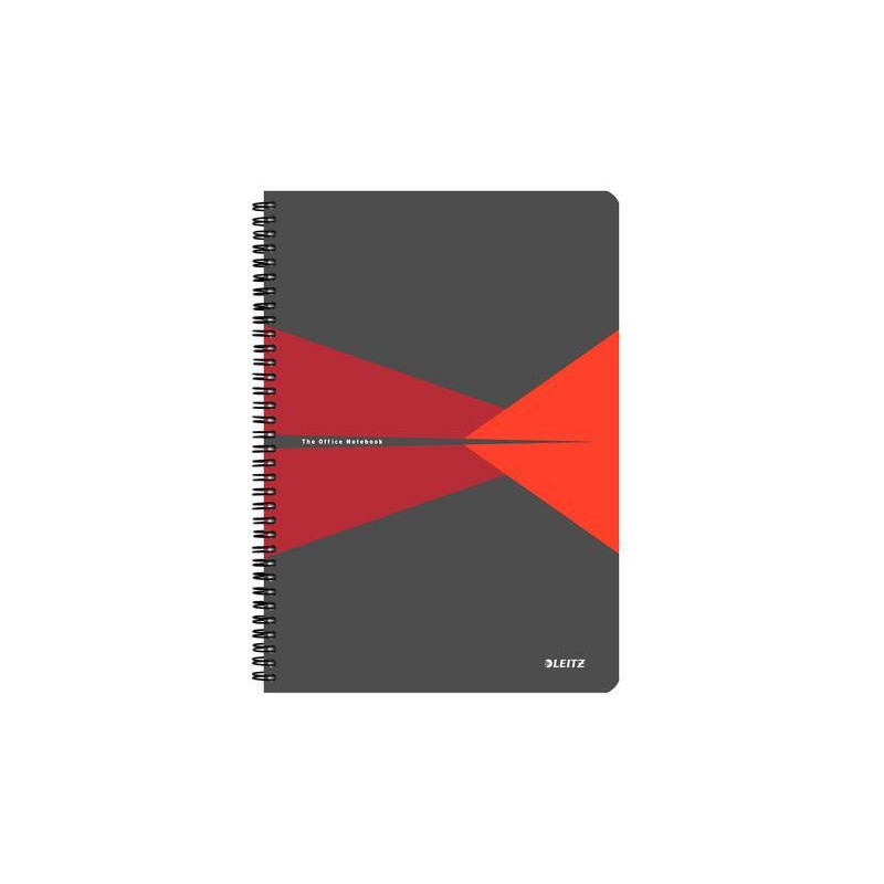 LEITZ Cahier OFFICE 21x29,7cm 180 pages 5x5. Couverture carte pelliculée Gris et Rouge