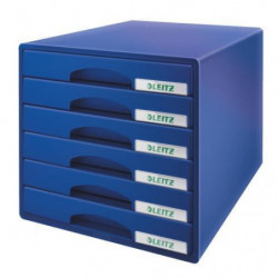 LEITZ Bloc de classement 6 tiroirs. Dimensions (lxhxp) : 32,3x31,5x39,7 cm. Coloris Bleu