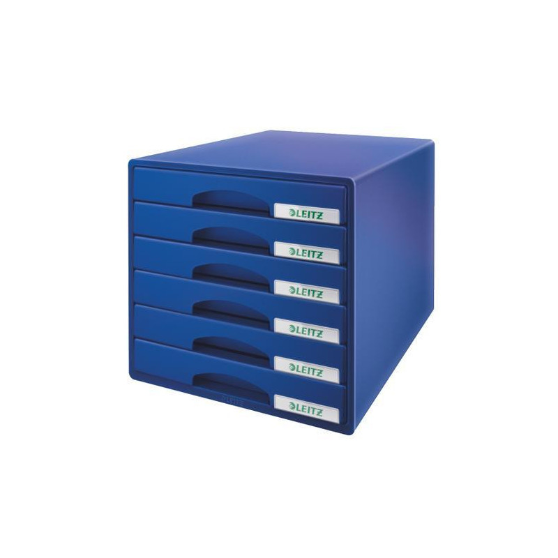 LEITZ Bloc de classement 6 tiroirs. Dimensions (lxhxp) : 32,3x31,5x39,7 cm. Coloris Bleu