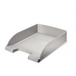 LEITZ Corbeille à courrier Plus. Dimensions (lxhxp) : 35,7x7x25,5 cm. Coloris Argent