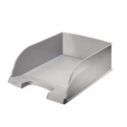 LEITZ Corbeille à courrier Jumbo Leitz Plus. Dimensions (lxhxp) : 25,5 x 10,3 x 36 cm. Coloris argent