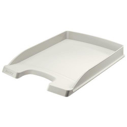 LEITZ Corbeille courrier Plus Slim. Petite capacité. Dim (lxhxp) : 25,5x3,5x35,7 cm. Coloris gris.