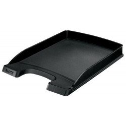 LEITZ Corbeille courrier Plus Slim. Petite capacité. Dim (lxhxp) : 25,5x3,5x35,7 cm. Coloris noir.