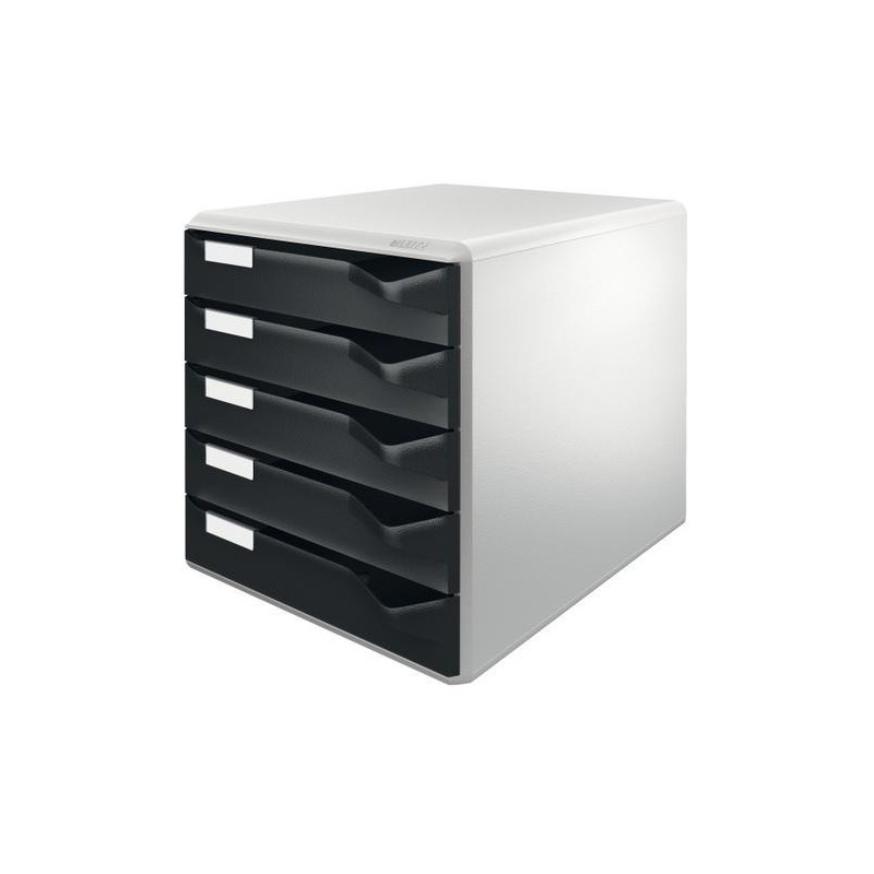 LEITZ Module de classement 5 tiroirs. Dim (lxhxp) : 32,6x32,1x32,6cm. Structure Grise/Tiroirs Noirs