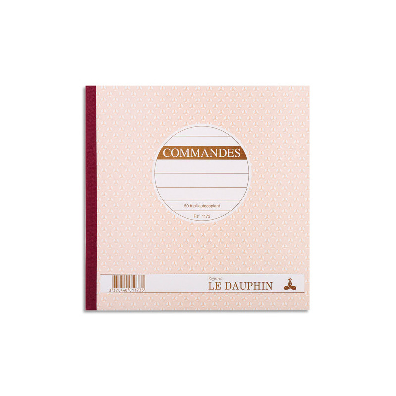 LE DAUPHIN Carnet commande 21x21cm autocopiant texté 50 feuillets numérotés tripli