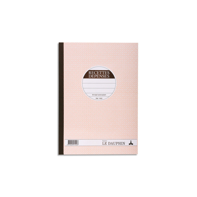 LE DAUPHIN Carnet recette/dépense 21x29,7cm autocopiant texté 50 feuillets numérotés dupli