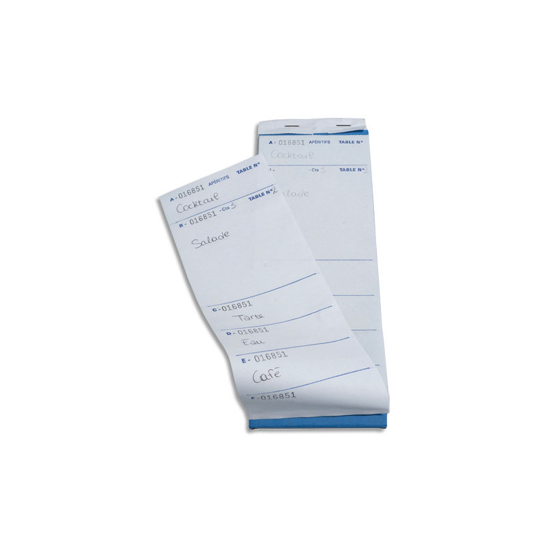 EXACOMPTA Bloc brasserie 9,5x26cm autocopiant texté 50 feuillets numérotés dupli. 6 coupons détachables