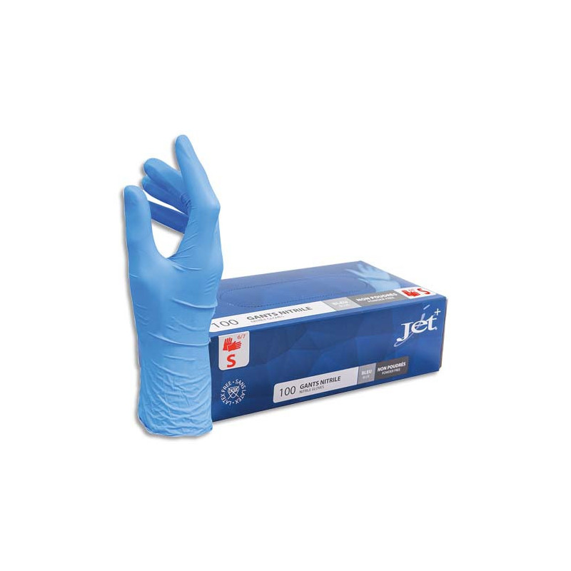 Boîte de 100 gants Nitrile non poudrés NITRILE Taille 7/S. Coloris bleu