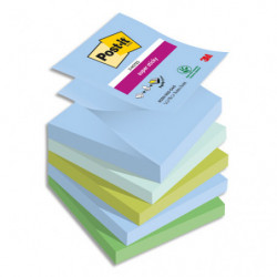 POST-IT® Z-notes Super Sticky Oasis. 76x76mm. Lot de 5 blocs recharges de 90 F. Ass : bleu et vert.