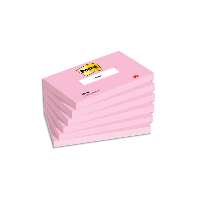 POST-IT® Notes Super Sticky Rose Flamingo 76 x 127 mm. Lot de 6 blocs de 90 feuilles.