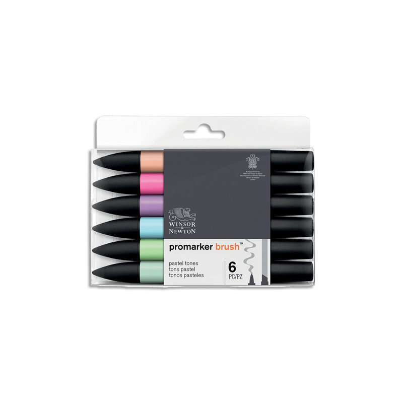 WINSOR & NEWTON Set de 6 PROMARKER BRUSH. Couleurs tons pastel.