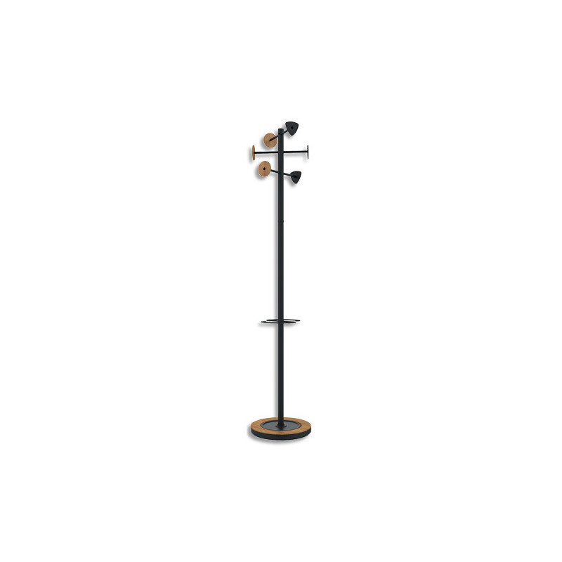 UNILUX Portemanteau Bora bambou noir. 6 patères. éco conçu