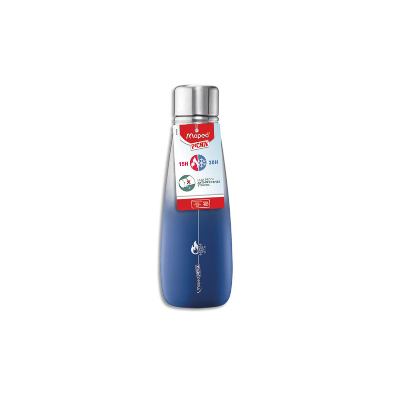 MAPED Bouteille isotherme PICNIK bleu, capacité 500 ml en acier inoxydable, garde au chaud ou froid