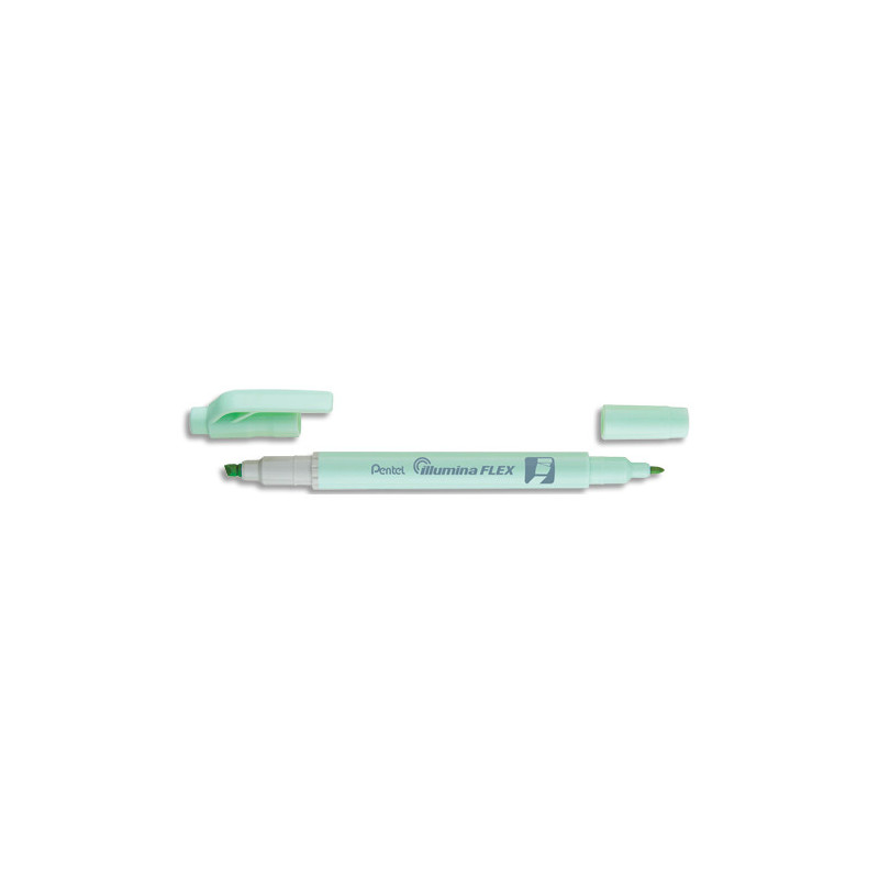 PENTEL Surligneur ILLUMINA FLEX bi-pointe 2,5/4,2mm. Coloris vert pastel