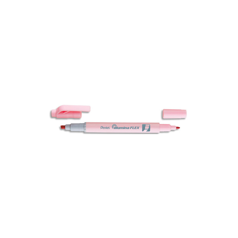 PENTEL Surligneur ILLUMINA FLEX bi-pointe 2,5/4,2mm. Coloris rose pastel