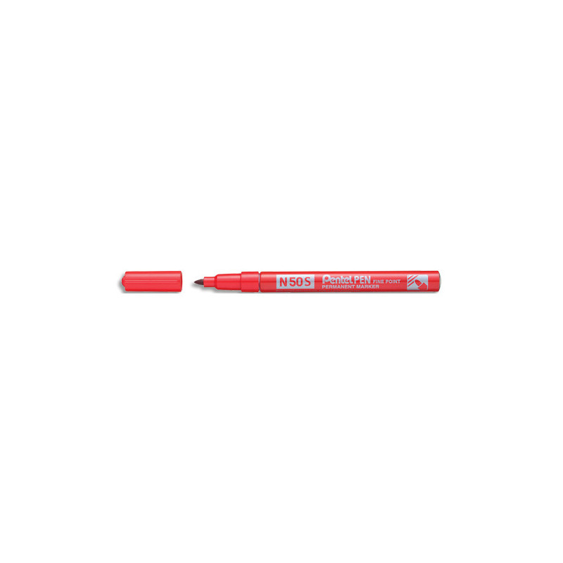 PENTEL Marqueur permanent N50. Pointe fine. Encre résistante aux conditions -30°C +60°C. Coloris rouge