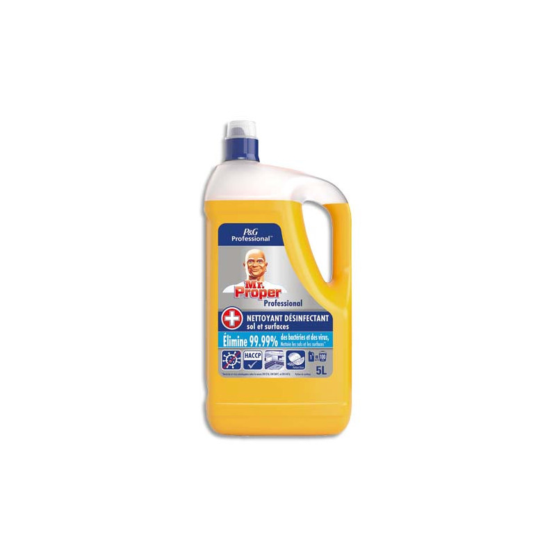 MR PROPRE Bidon de 5 litres nettoyant professionnel désinfectant fraîcheur citron selon norme EN 14476
