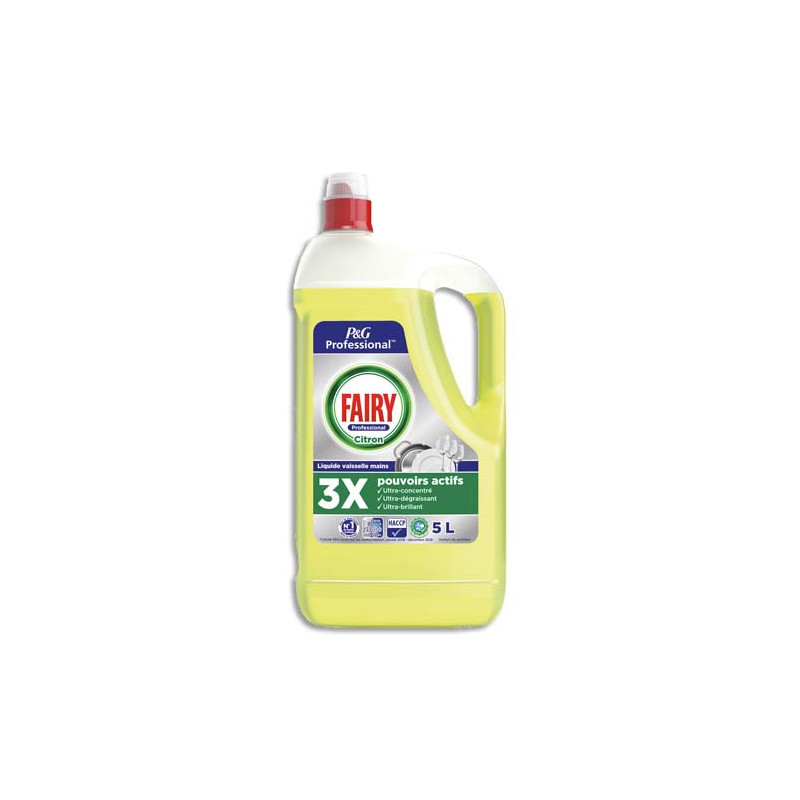 FAIRY Bidon de 5 litres Liquide Vaisselle main, formule professionnelle concentrée. Parfum citron