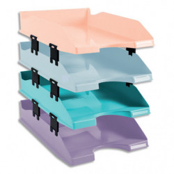 EXACOMPTA Set 4 corbeilles à courrier COMBO MIDI. Dimensions (lxhxp) : 25,5x24,3x34,6 cm. Coloris pastel