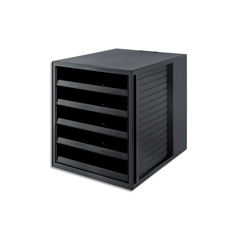 HAN Module de classement 5 tiroirs ouverts. Jusqu'au format A4+. Dim (lxhxp): 27,5x32x33 cm. Coloris noir