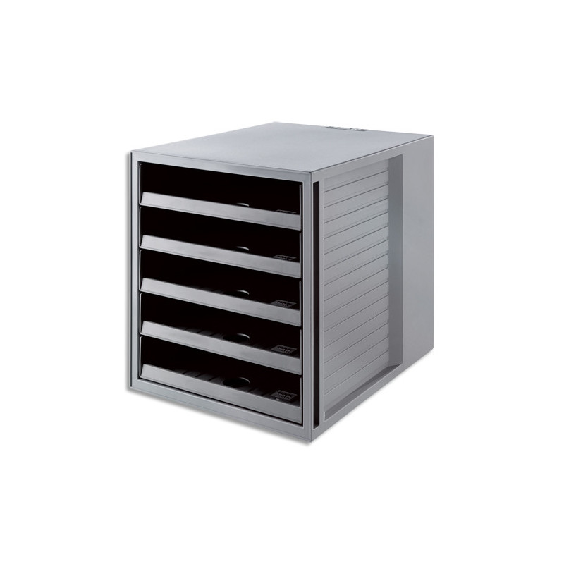 HAN Module de classement 5 tiroirs ouverts. Jusqu'au format A4+. Dim (lxhxp): 27,5x32x33 cm. Coloris gris