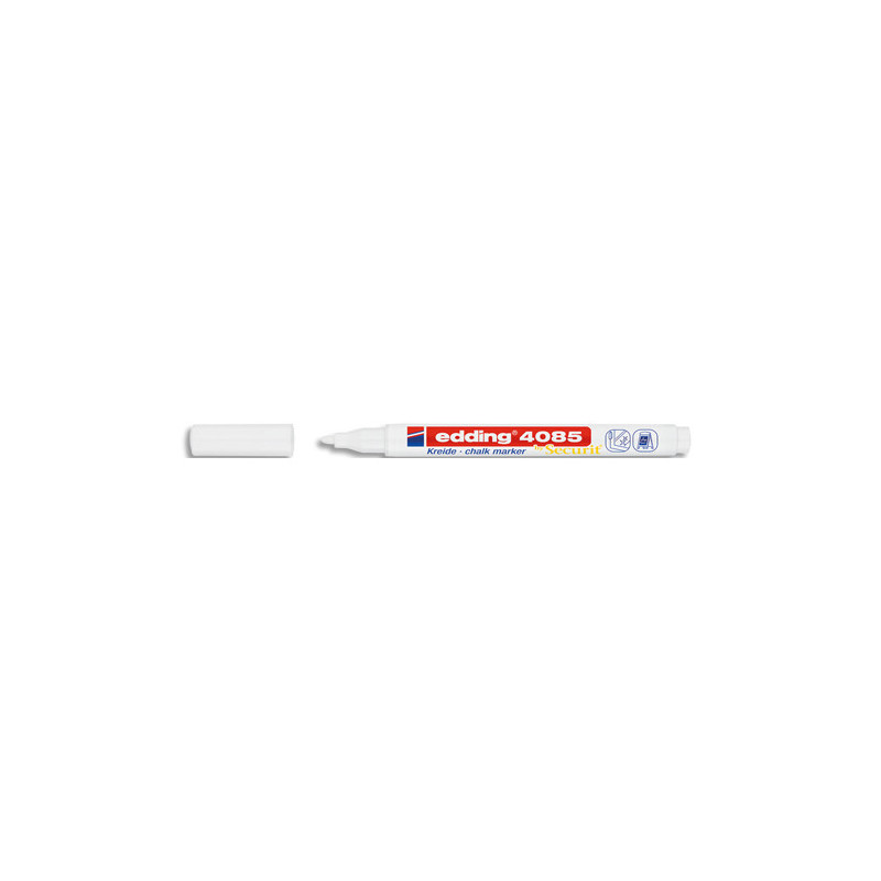 EDDING Marqueur craie liquide E-4085 pointe ogive 1-2mm base eau. Effaçable chiffon humide. Coloris blanc