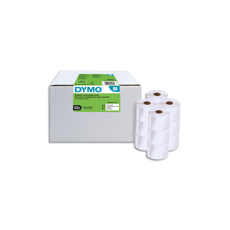DYMO Pack de 12 rouleaux de 220 étiquettes LabelWriter 54 x 101mm