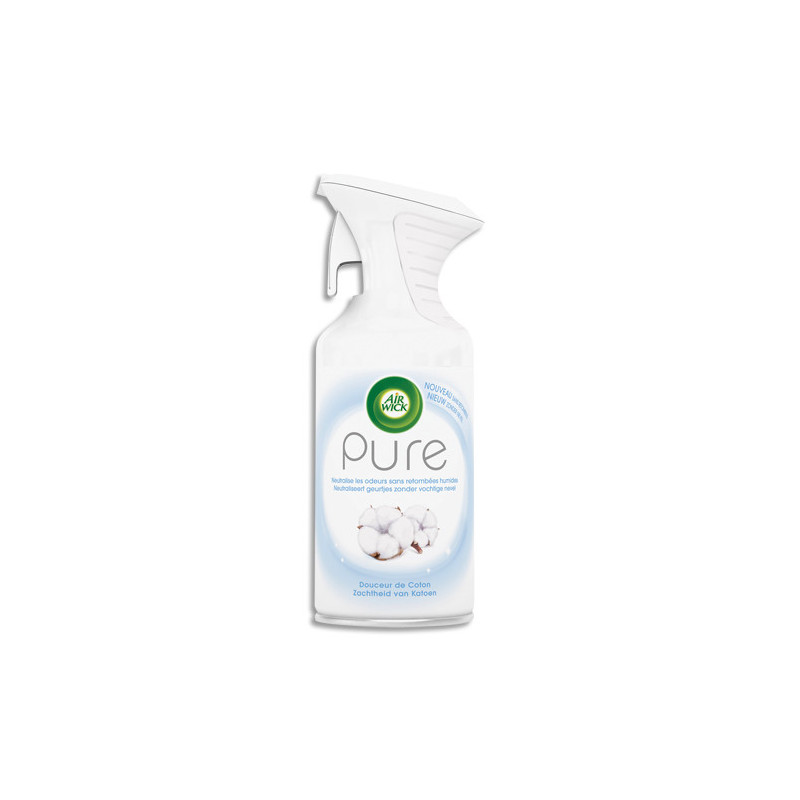 AIRWICK Désodorisant d'atmosphère Pure 250 ml formule sans eau parfum concentré douceur de coton