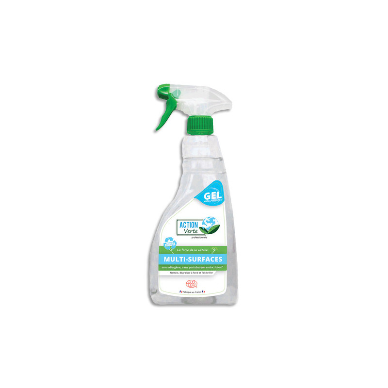 ACTION VERTE Gel dégraissant multi-surfaces Ecocert 750ml. Haute efficacité sur tous types de surfaces.