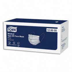 TORK Boîte de 50 masques médical Type IIR Bleu à usage unique 3 plis