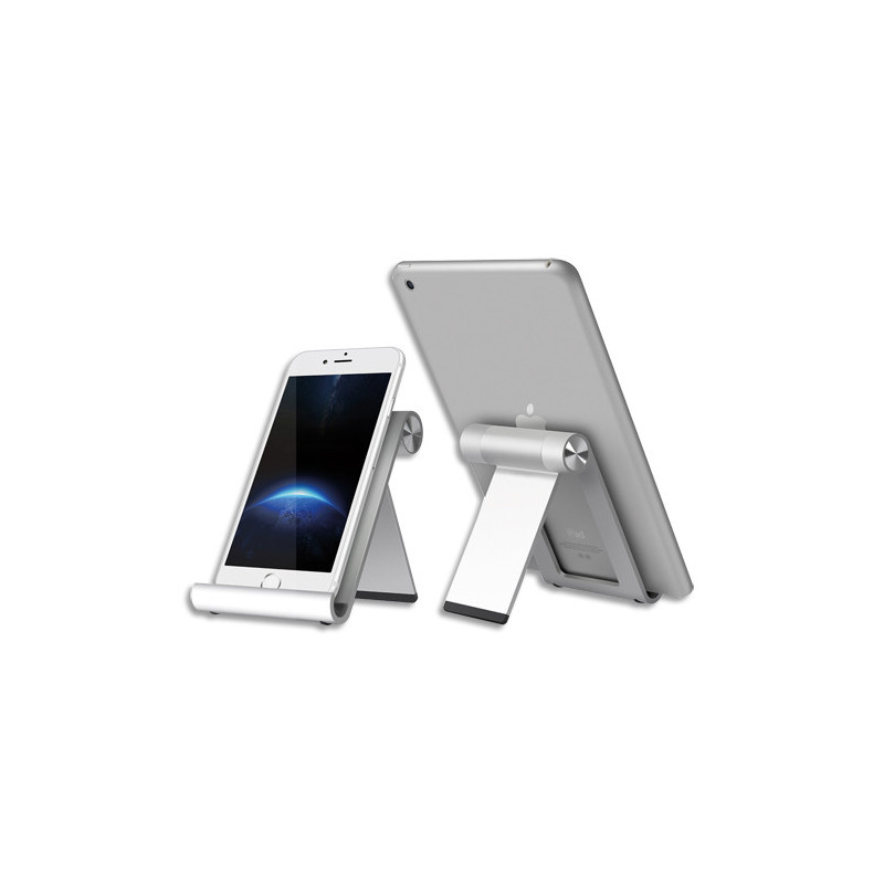 ALBA Support ergonomique téléphone/tablette en aluminium, compatible 3 à 11 pouces