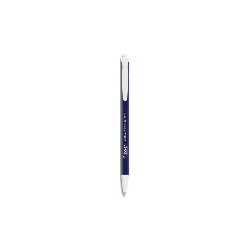 BIC Antimicrobial Tech Stylos-Bille Rétractables Antimicrobiens Pointe Moyenne (1,0 mm) - Bleu