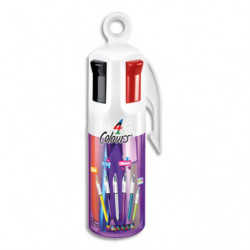 BIC Pot de 6 stylos bille 4 couleurs rétractables. Pointe Moyenne. 6 Decors - Encre classique et fun