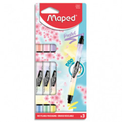 MAPED 3 surligneurs FLUO'PEPS PEN DUO - Coloris pastel