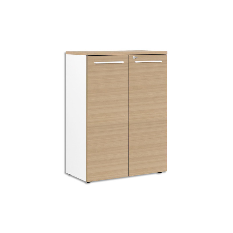 GAUTIER OFFICE Rangement mi-hauteur 2 portes Yes façade et dessus Chêne - Dim : L80 x H109 x P42 cm