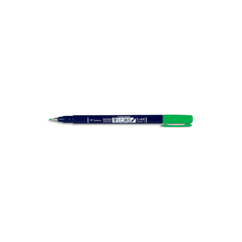 TOMBOW Feutre écriture FUDENOSUKE pointe dure, base d'eau avec pigments, inodore. Coloris Vert