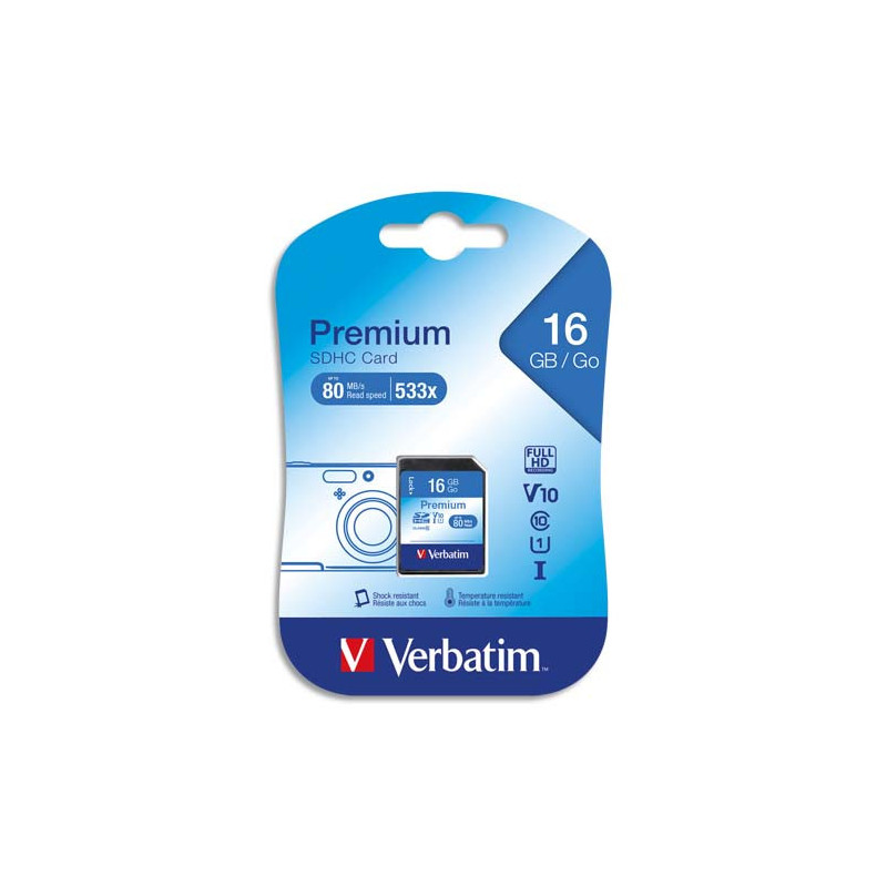 VERBATIM Carte SDHC 16Go Premium Class 10 43962