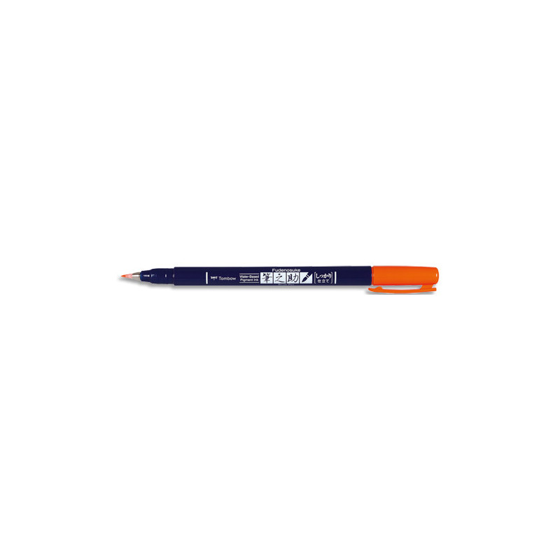 TOMBOW Feutre écriture FUDENOSUKE pointe dure, base d'eau avec pigments, inodore. Coloris Orange