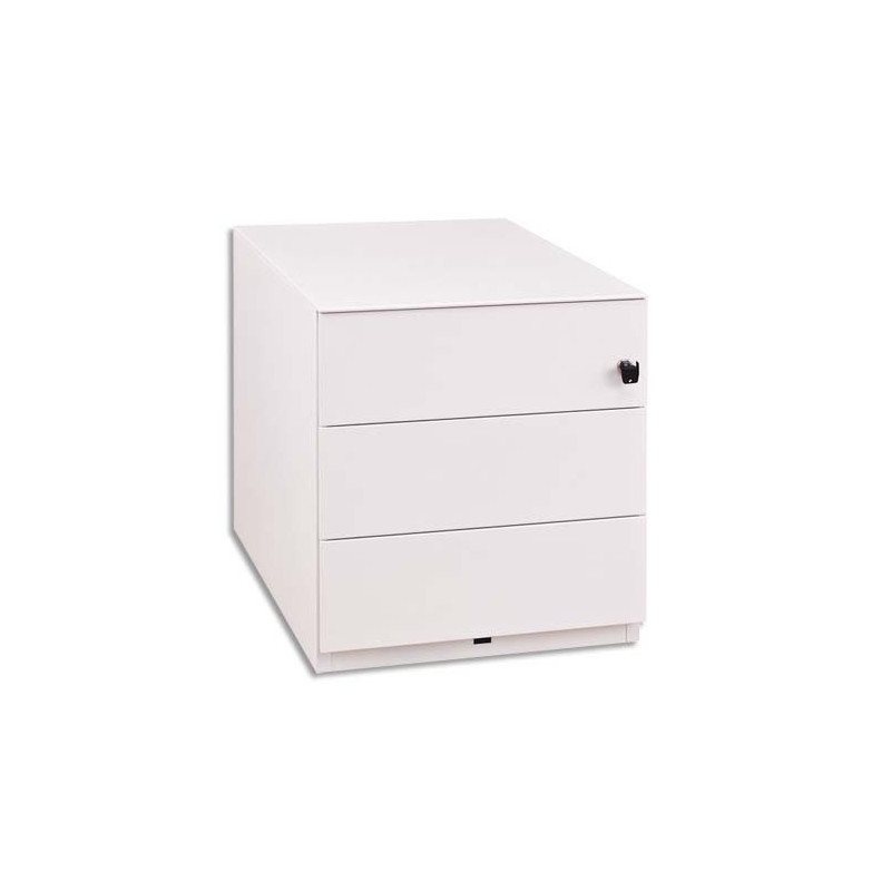 GAUTIER OFFICE Caisson mobile Sunday en métal laqué Blanc 3 tiroirs 1 plumier 4 roulettes L42xH54xP54 cm