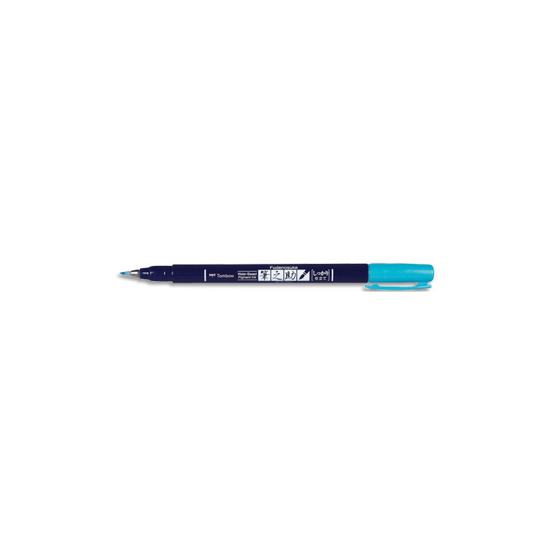 TOMBOW Feutre écriture FUDENOSUKE pointe dure, base d'eau avec pigments, inodore. Coloris Bleu Fluo