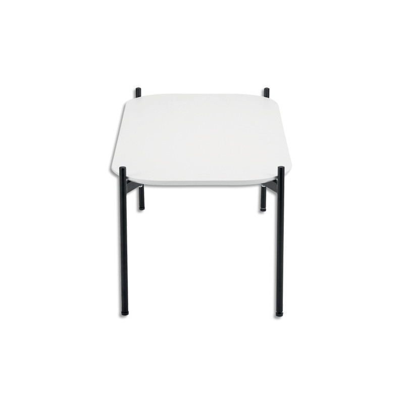 PAPERFLOW Table basse MEET 50x75cm, pied acier époxy noir mat, plateau laqué 19mm blanc