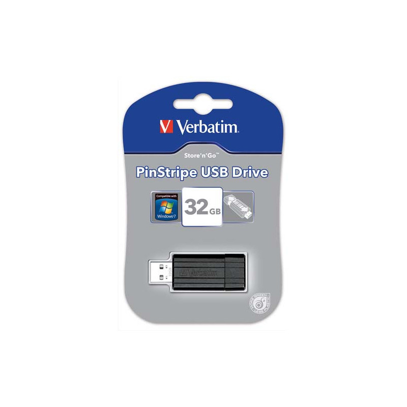 VERBATIM Clé USB 2.0 Store 'n' Go PinStripe 32Go Noir 49064