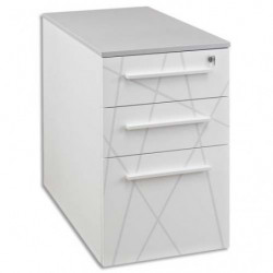 GAUTIER OFFICE Caisson hauteur bureau Sunday Blanc Graphic 3 tiroirs dont 1DS - Dim. : L42 x H71 x P80 cm