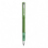 PARKER Plume PARKER Vector XL vert, corps acier inoxydable satiné brillant. Pointe moyenne. Encre bleue