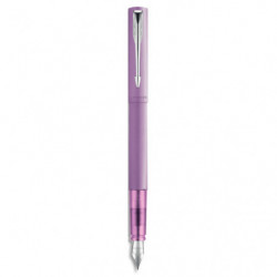 PARKER Plume PARKER Vector XL lilas, corps acier inoxydable satiné brillant. Pointe moyenne. Encre bleue