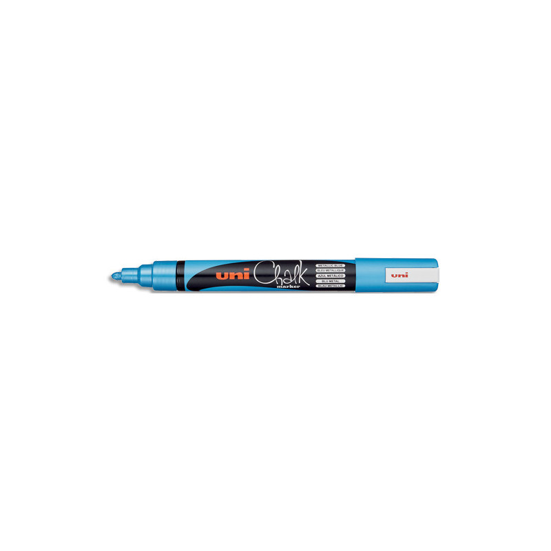 UNI-BALL Marqueur craie CHALK MARKER. Pointe ogive moyenne 1,8-2,5mm. Coloris bleu métal