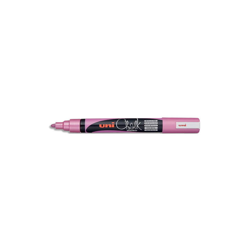 UNI-BALL Marqueur craie CHALK MARKER. Pointe ogive moyenne 1,8-2,5mm. Coloris rose métal